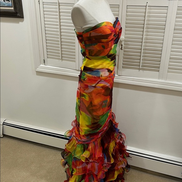 New Dalia MacPhee Multicolor Strapless Evening Gown with removable straps - Picture 7 of 11